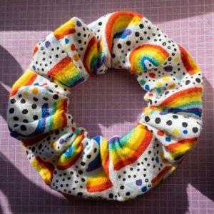 Rainbow and polka dot PRIDE Scrunchie